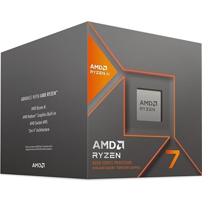AMD Ryzen7 8700G 8 Core AM5 Processor 4.2GHz up to 5.1GHz Boost, 24MB Cache, 65W,  Radeon 780MGraphics 

