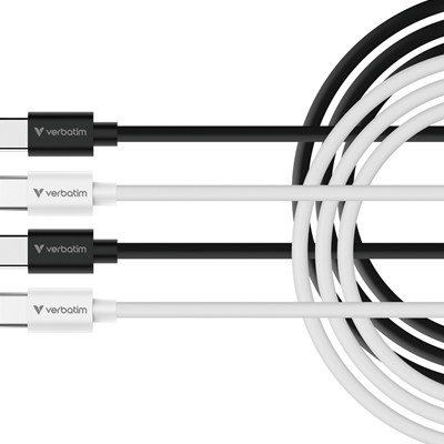 Verbatim (32391) Essentials Sync & Charge USB-C to C Cables (2 pack) Black & White, 1m, 60W PD, 480Mbps, USB Power Delivery 3.0 Supports Up To 60W Fast Charging

