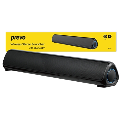 Prevo MS03 Wireless Bluetooth Speaker with Bluetooth, USB & SD, Space-Saving Wireless Speaker for TV, Home Entertainment System, PC, Mobile Device & Gaming Consoles