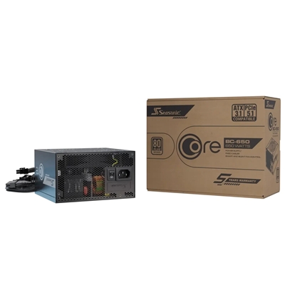 Seasonic CORE GC ATX 3.1  (SRP-CBC651-A5A51JF) 650W PSU, 120mm Fan, 80 PLUS Bronce, Fully Modular, Individual Black Cables with Braided Pattern, 5 Years Warranty 
