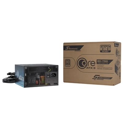 Seasonic CORE GC ATX 3.1  (SRP-CBC751-A5A51JF) 750W PSU, 120mm Fan, 80 PLUS Bronce, Fully Modular, Individual Black Cables with Braided Pattern, 5 Years Warranty 

