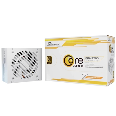 Seasonic CORE GX ATX 3.1  (SRP-CGX751-A5A32SF-W) 750W PSU, 120mm Fan, 80 PLUS Gold, Fully Modular, Individual White Cables with Braided Pattern, 7 Years Warranty - WHITE
