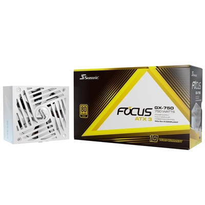 Seasonic FOCUS GX ATX 3.1  (FOCUS-GX-750-V4-WHITE) 750W PSU, 135mm Fan, 80 PLUS Gold, Fully Modular, Individual White Cables with Braided Pattern, 12 Years Warranty - WHITE
