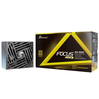 Seasonic FOCUS GX ATX 3.1  (FOCUS-GX-850-V4) 850W PSU, 135mm Fan, 80 PLUS Gold, Fully Modular, Individual White Cables with Braided Pattern, 12 Years Warranty