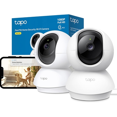 TP-Link Tapo C200P2 Pan/Tilt Home Security WiFi Camera, 2-Pack
