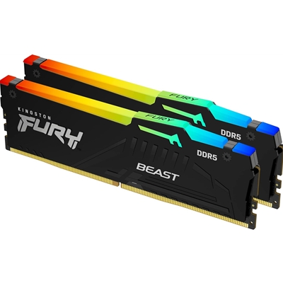 Kingston FURY Beast KF556C36BBEAK2-16 16GB (2x 8GB) DIMM System Memory, 5600MHz, DDR5, CL36, Black, RGB, AMD EXPO/Intel XMP
